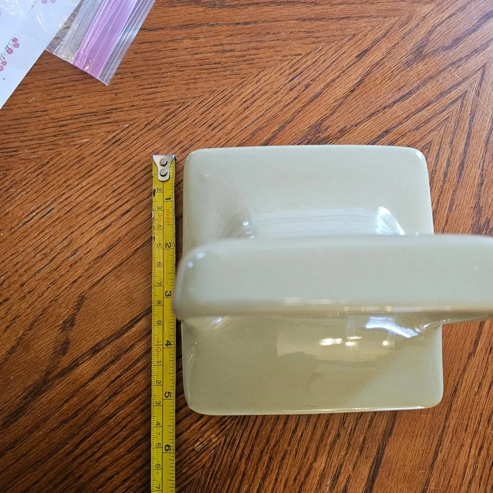 Vintage Ceramic Wall Mount Soap Dish Glossy Sage Green Retro Bathroom tile USA